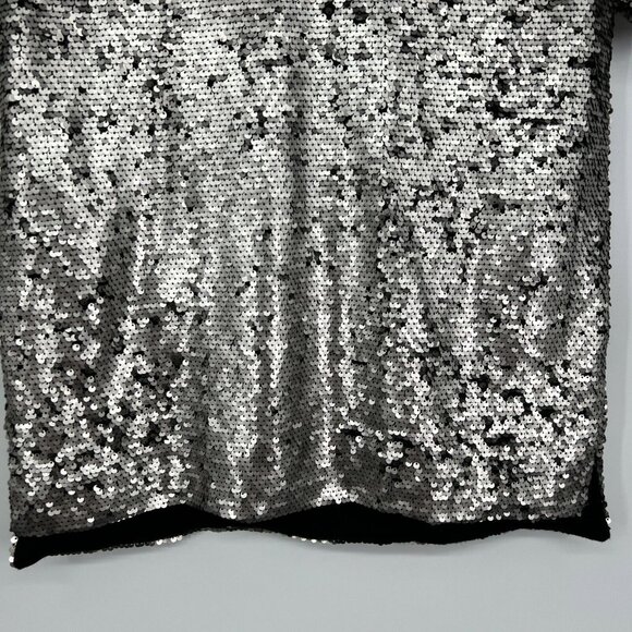 Anthropologie Vanessa Virginia Top Sequin V Neck Silver Black - Picture 7 of 11